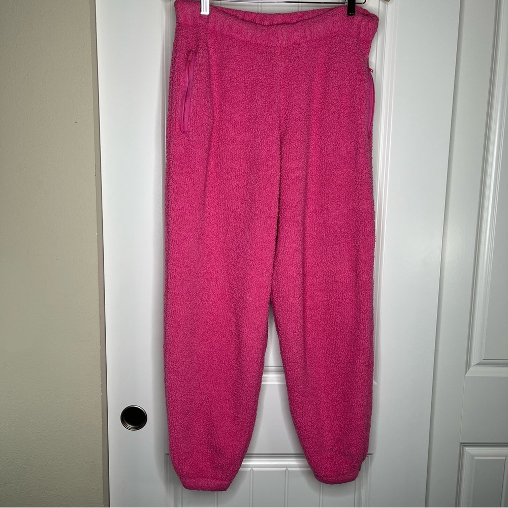 SKIMS Cozy Knit Joggers Hot Pink Womens Size XL Loungewear Casual Sherpa Fleece
